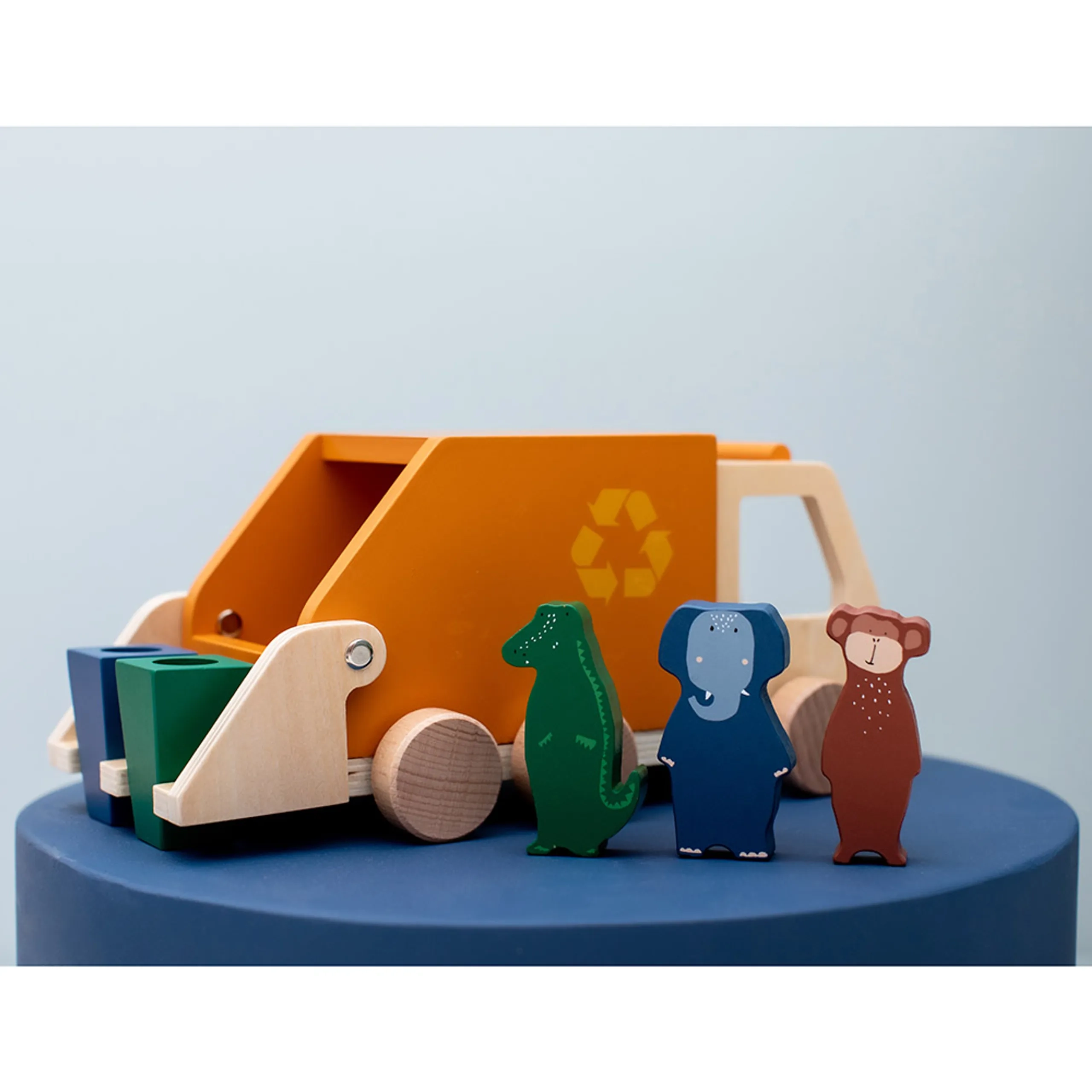 Wooden Garbage Truck - Orange FSC-certified