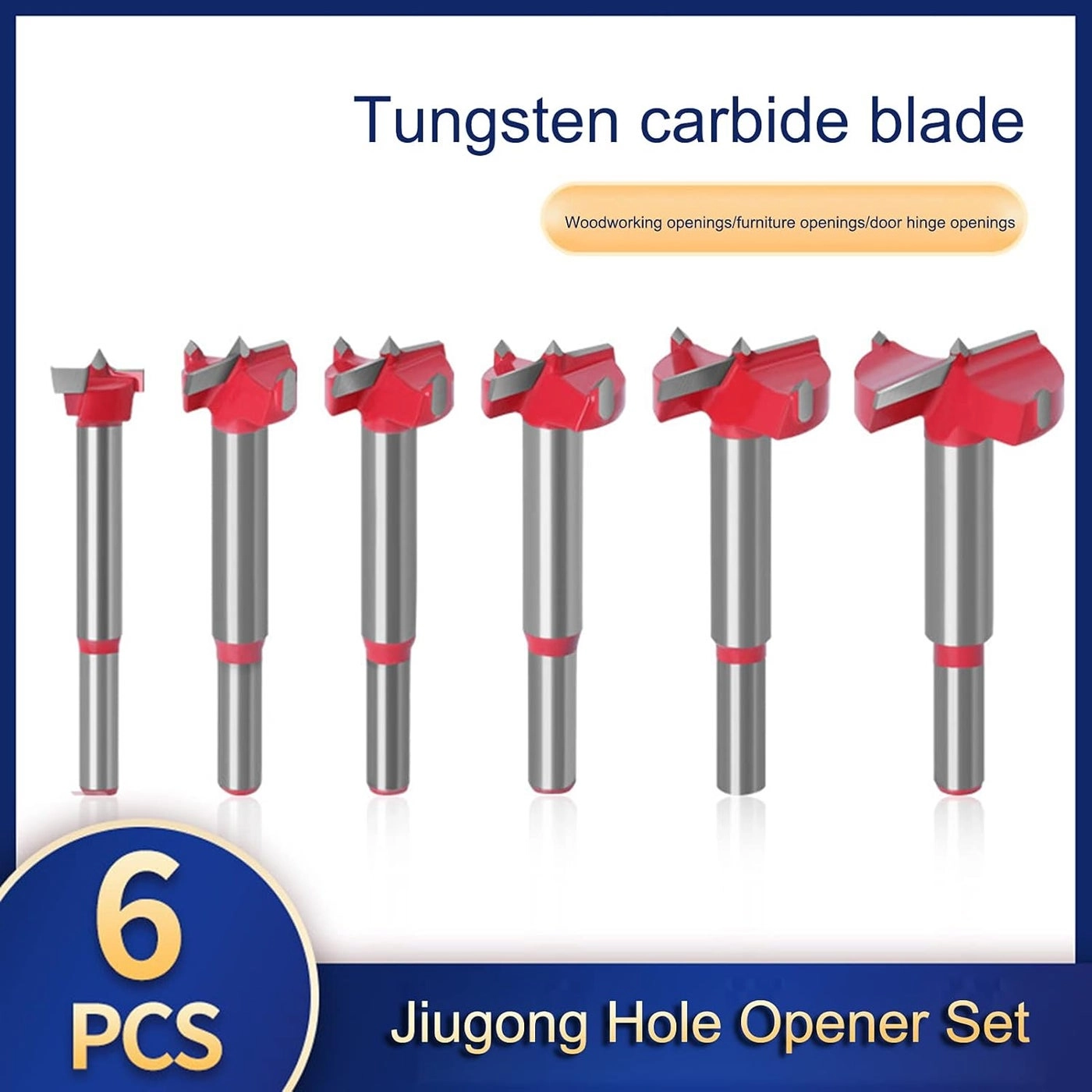 Drill Bit Tungsten Carbide Hinge Hole Cutter - 16mm 20mm 22mm 25mm 30mm 35mm 6pcs 7mm 8mm