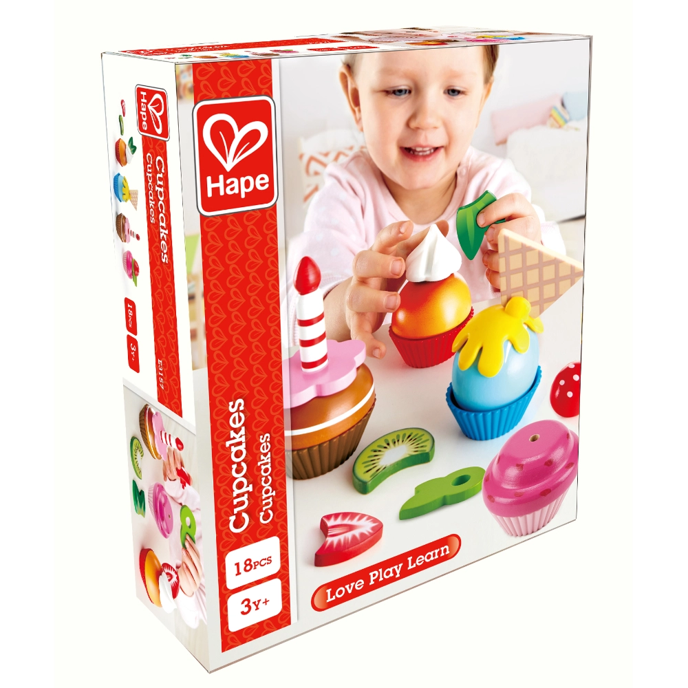 Wooden Cupcake Playset with Toppings - 18pcs (BDM-E3157)