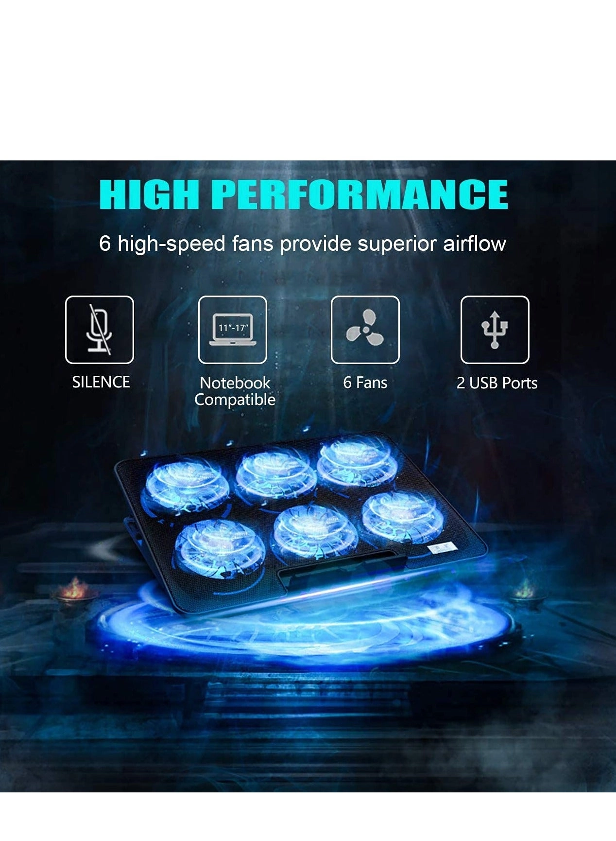 Laptop Cooling Pad - Black LED