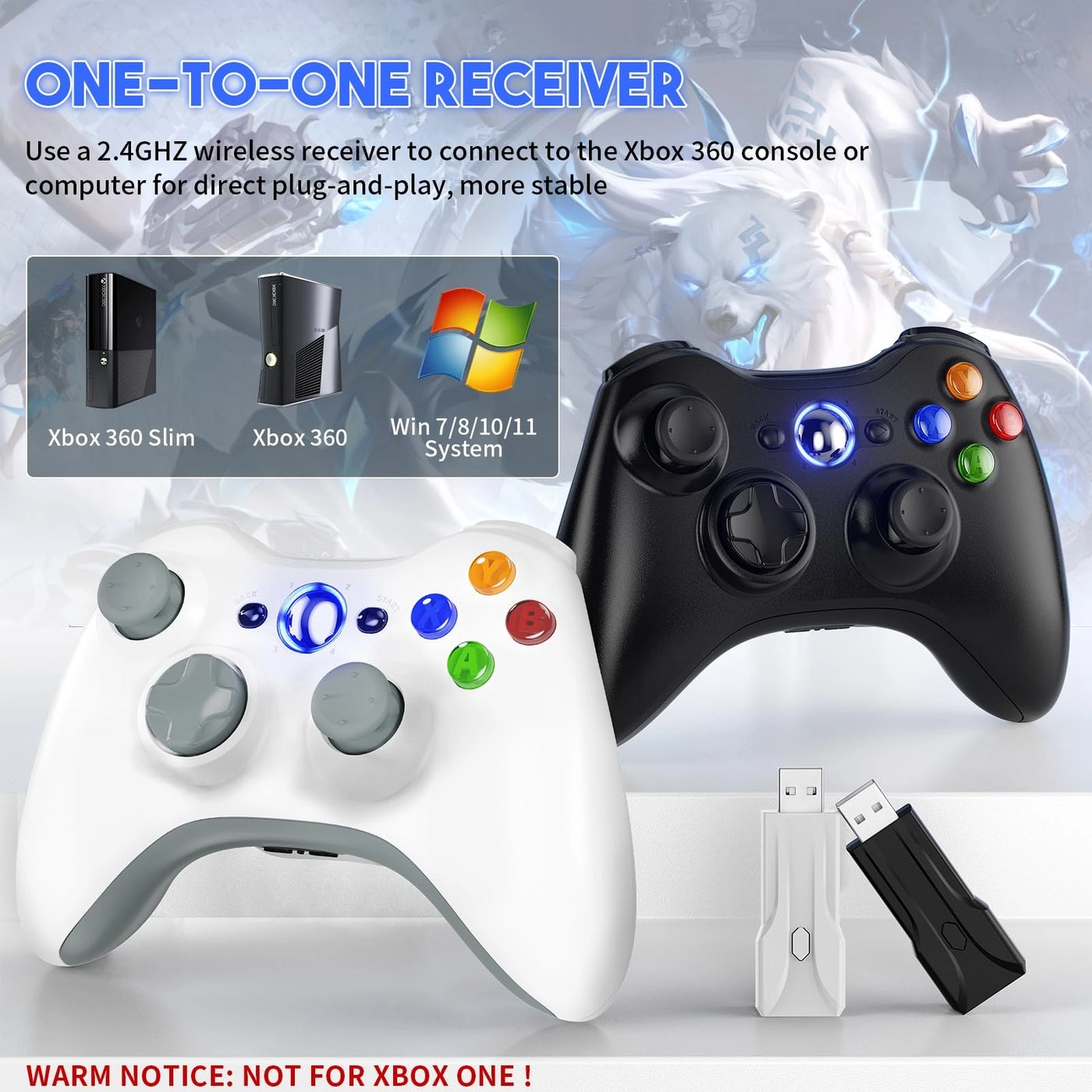 Xbox 360 Controller - White + Black