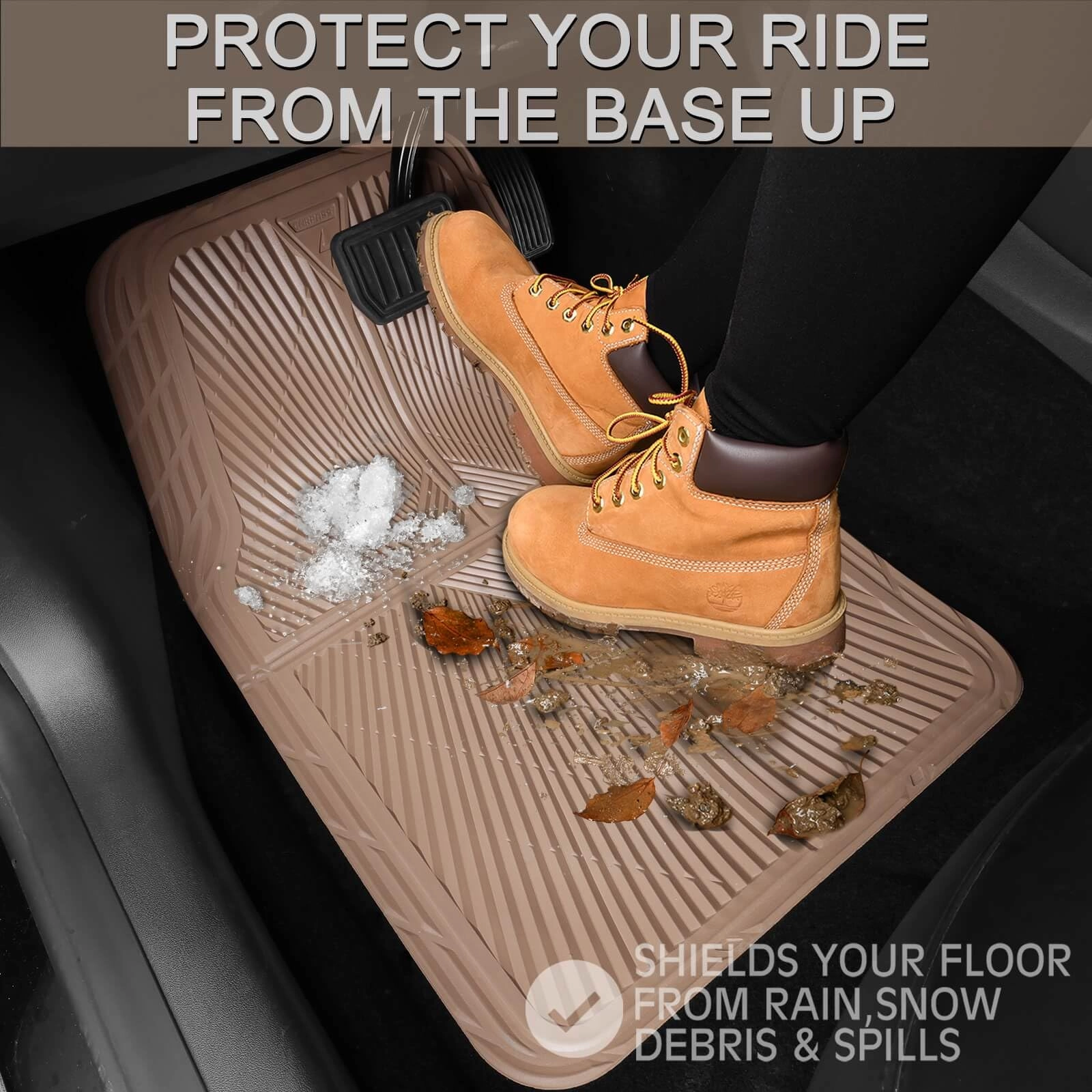 Rubber Floor Mats & Cargo Liner - Gray Universal Fit 5-Piece