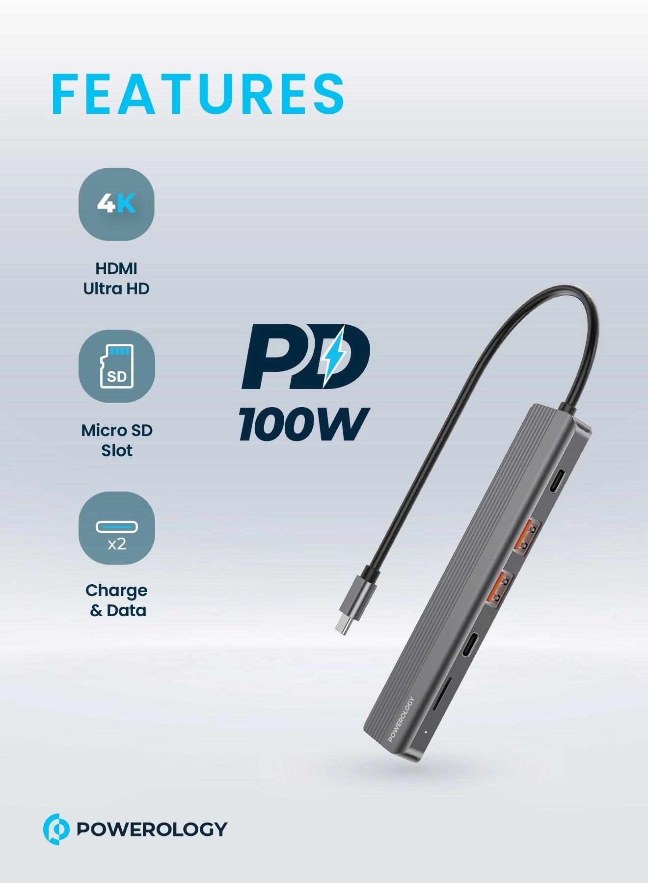 6 Port USB-C Hub - 4K HDMI PD100W 10Gbps