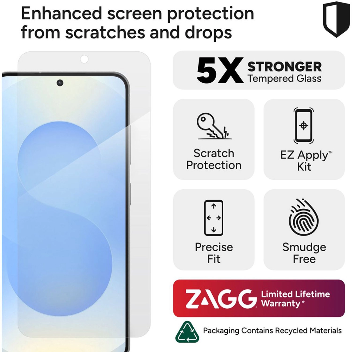 Clear Tempered Glass Screen Protector for Samsung S25