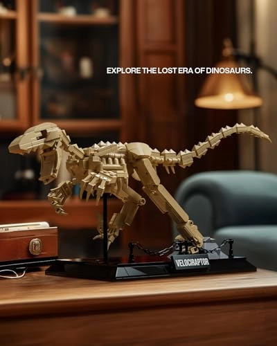 Velociraptor Fossil Model - Dinosaur Skeleton Display Base