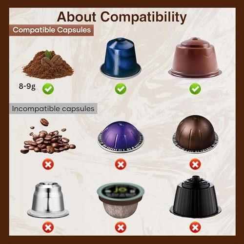 Portable Espresso Maker - 80 Milliliters Ground Coffee Original Capsules Dolce Gusto Pods
