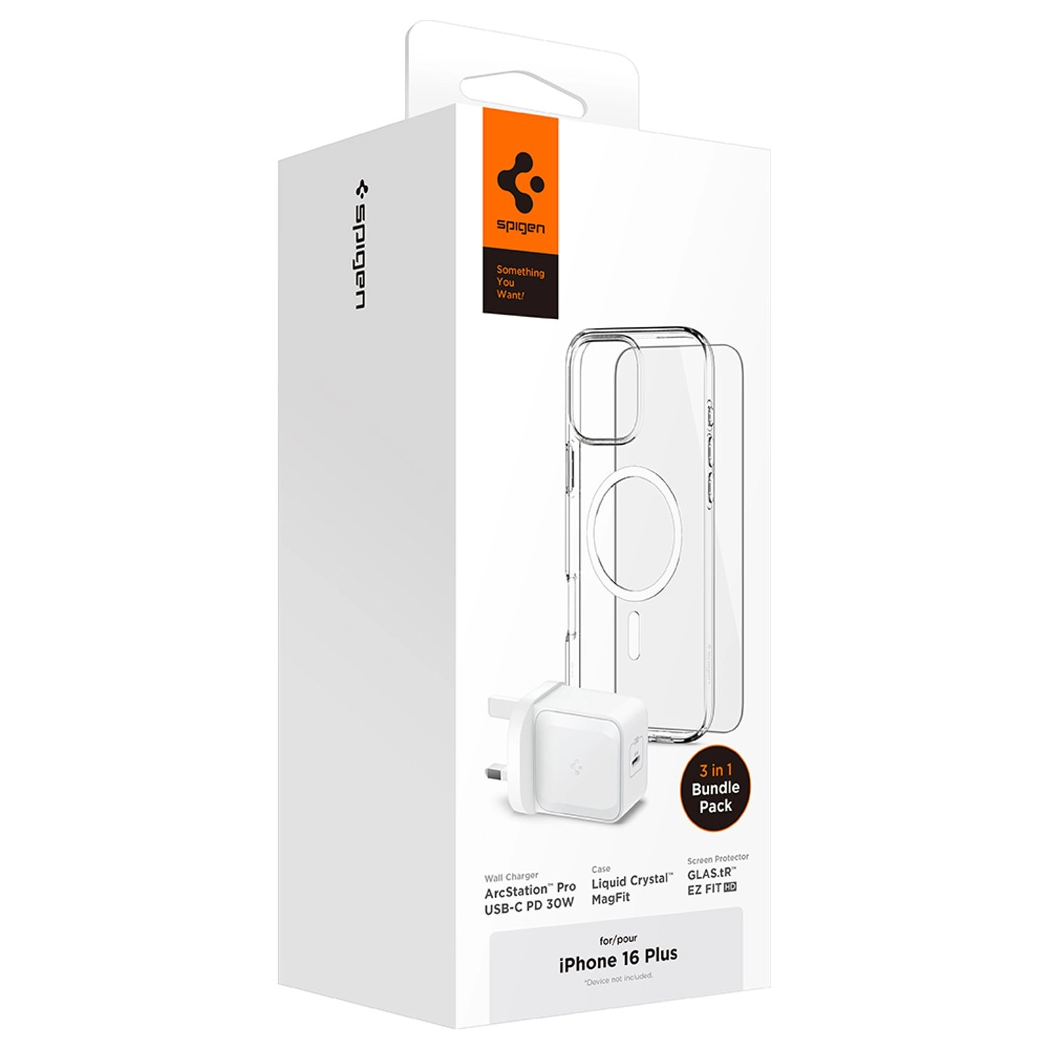 Case - Clear + Screen Protector + Wall Charger for iPhone 16 Plus