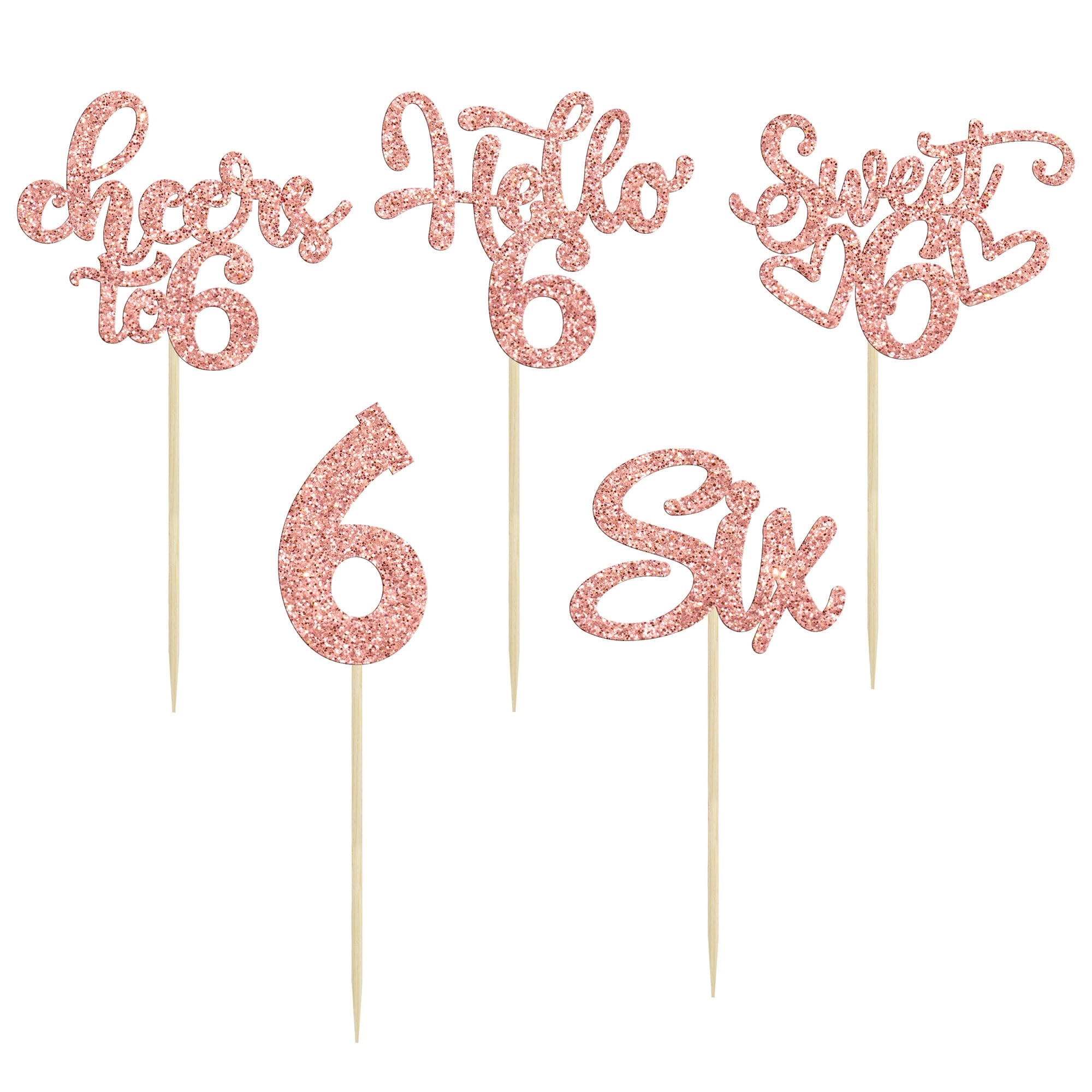 6th Birthday Cupcake Toppers - 30Pcs