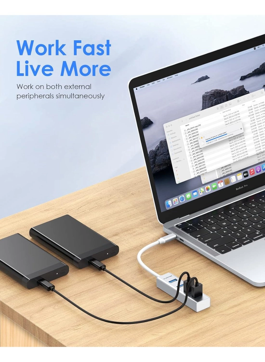 USB C Hub - 4 USB 3.0 Ports Space Gray