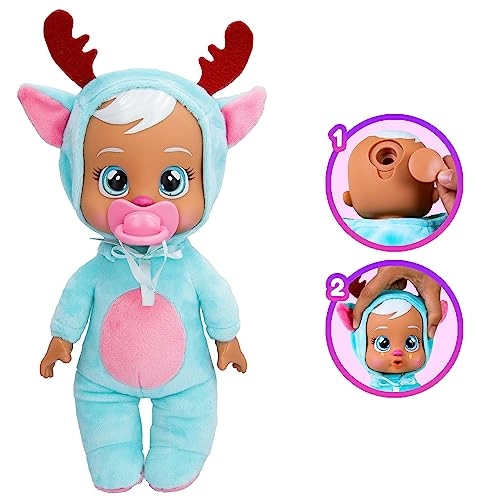 Eve Baby Doll - 9" Blue and Pink Reindeer Themed Pajamas Ages 18+