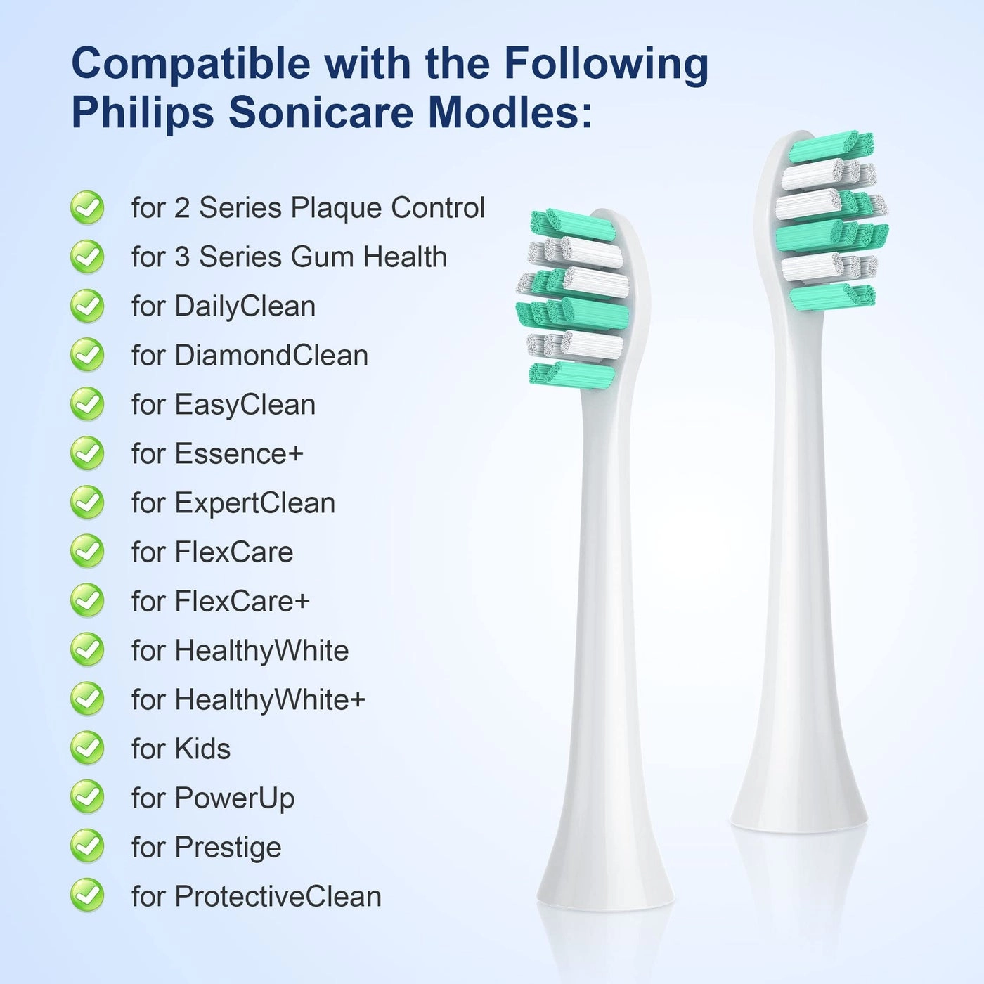 Replacement Toothbrush Heads - 10 Pack 5green+5white