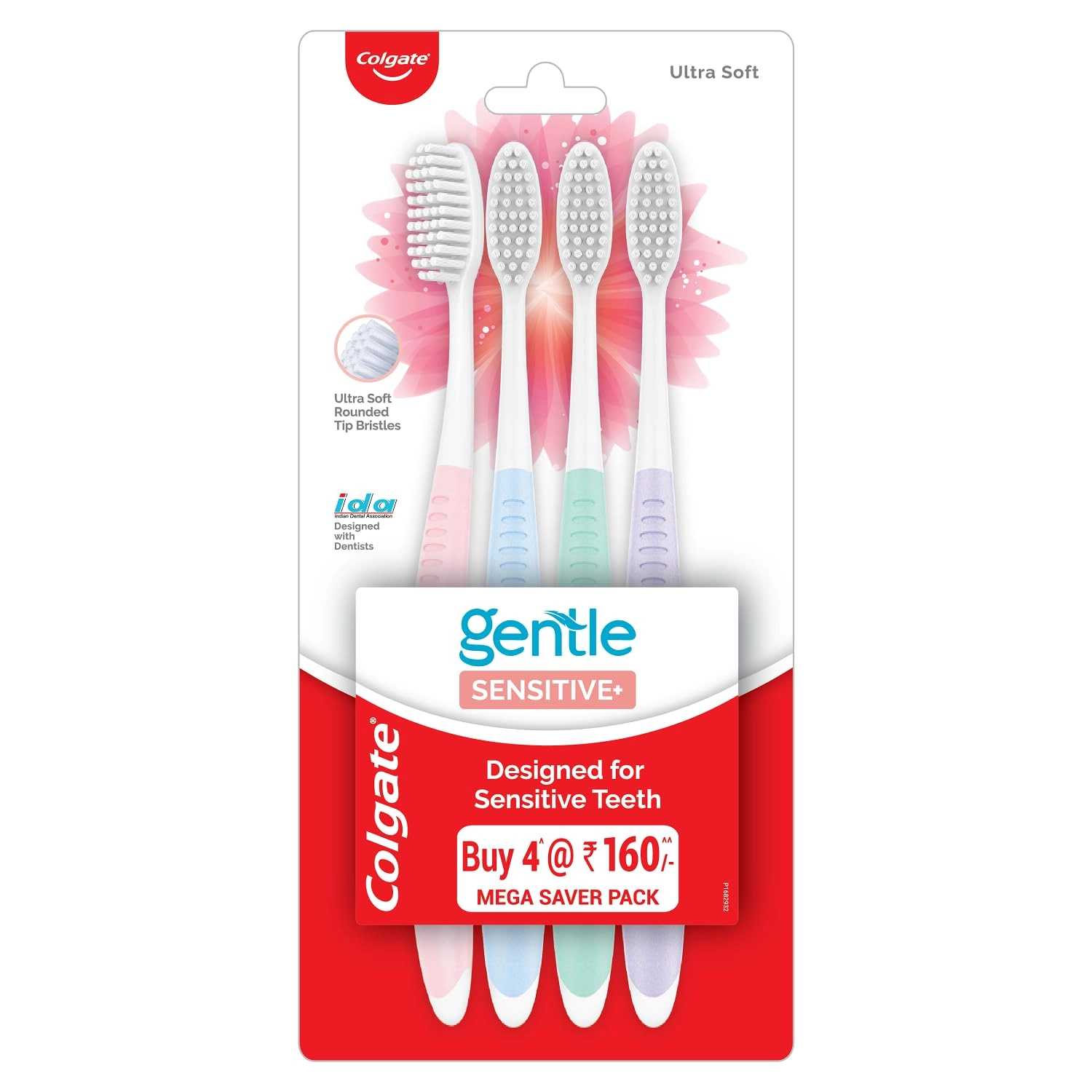 Gentle Sensitive Toothbrush - ultra soft multicolour 4-Piece Pack