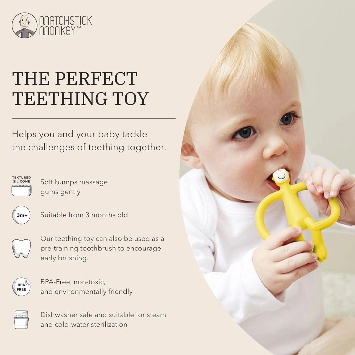 Mini Monkey Teether - Blue 3 Months
