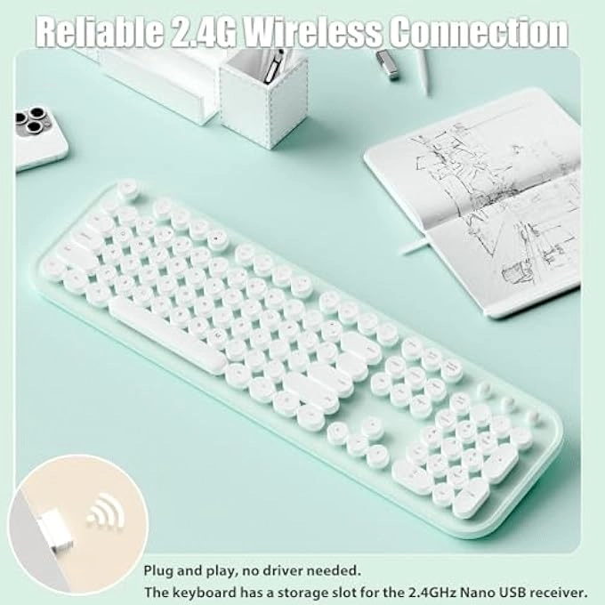 Ergonomic Wireless Rechargeable Bluetooth Keyboard - Wired/Wireless
