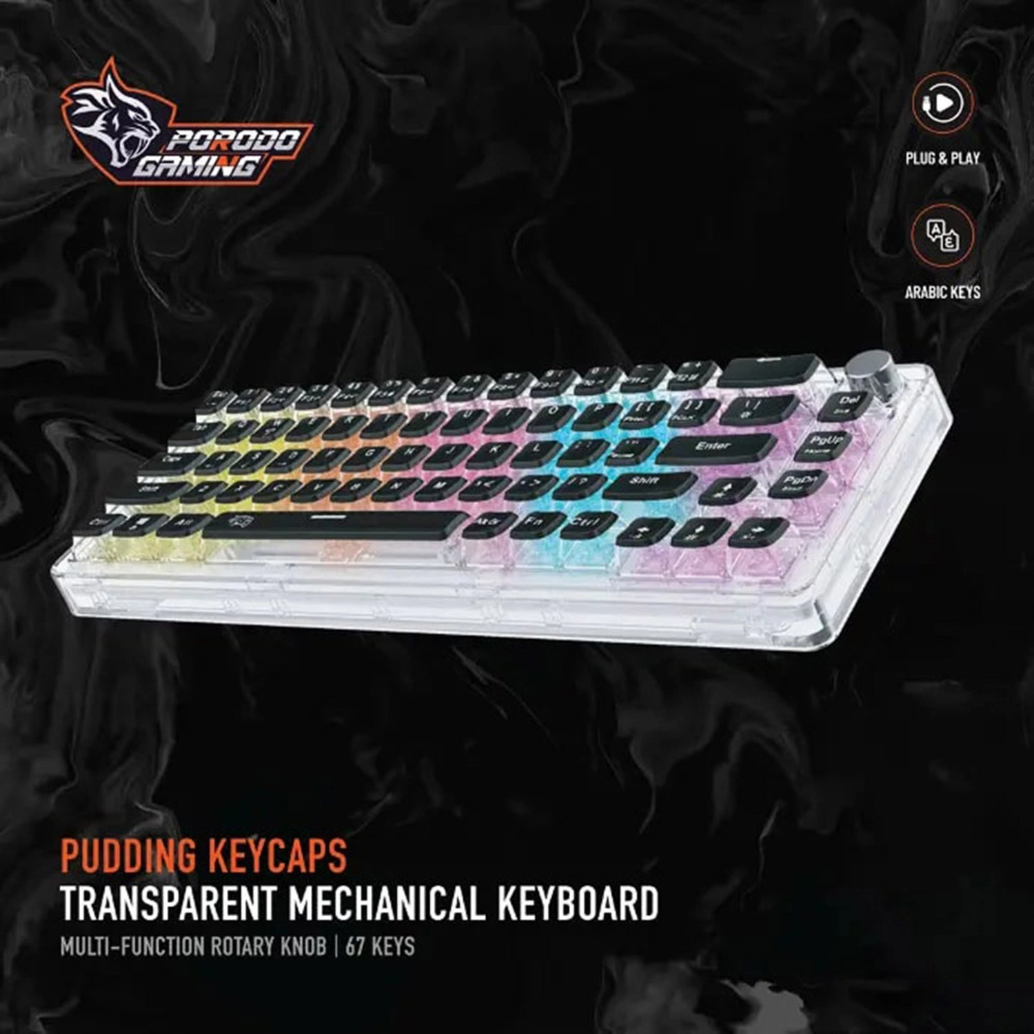Pudding Keycaps Transparent Mechanical Keyboard - EN Wired