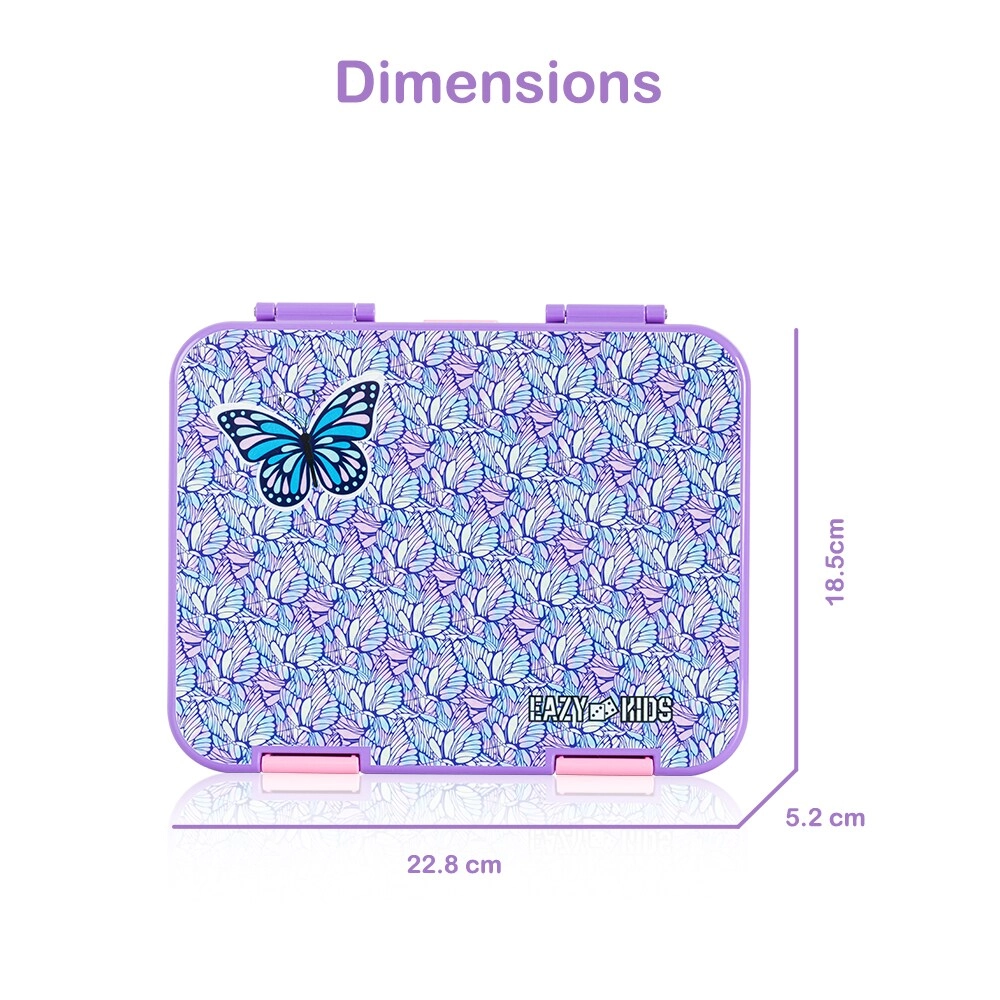 6 & 4 Convertible Bento Lunch Box - Butterfly Purple