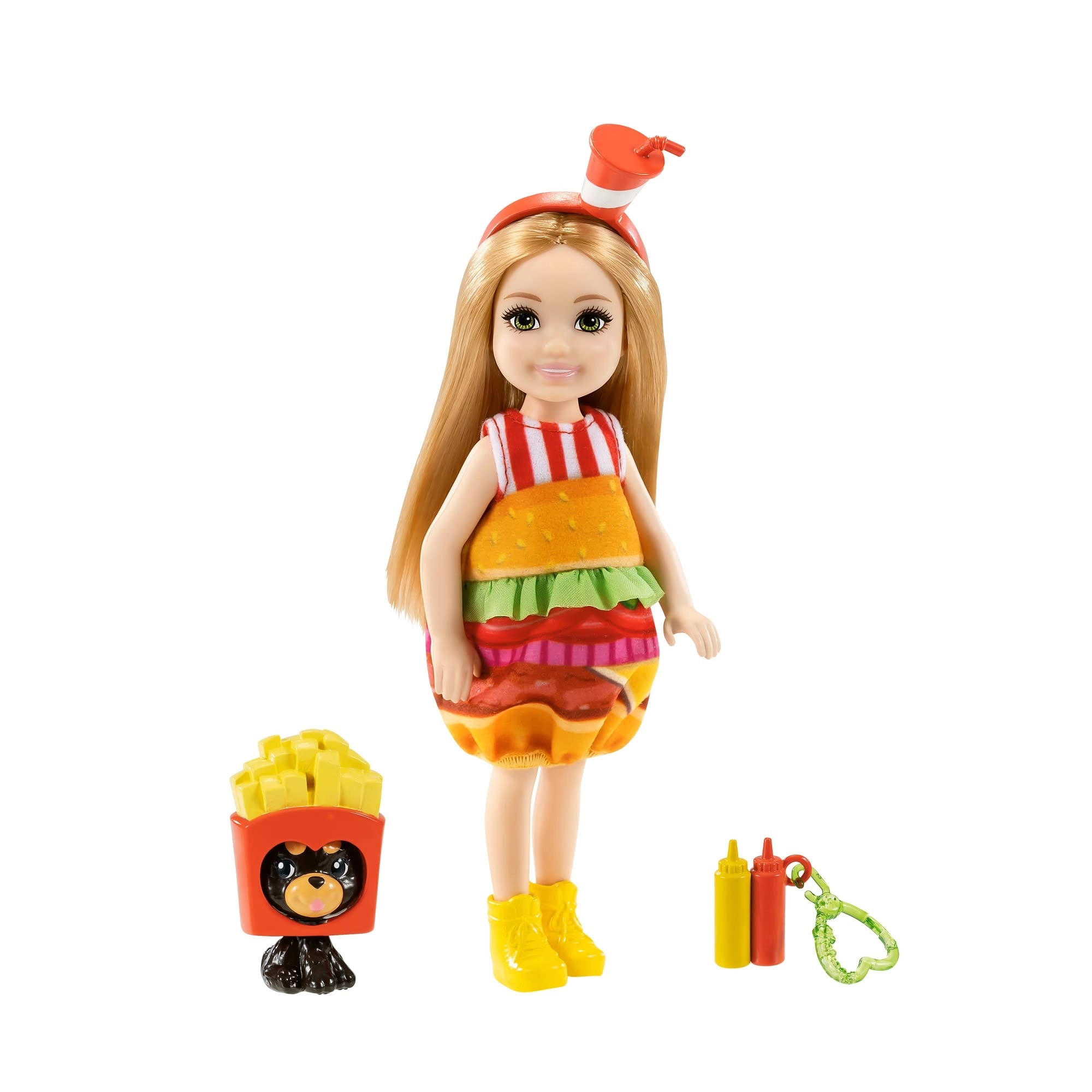 Barbie Chelsea Dress-Up Doll - 6-Inch Blonde Burger Costume Ages 3+
