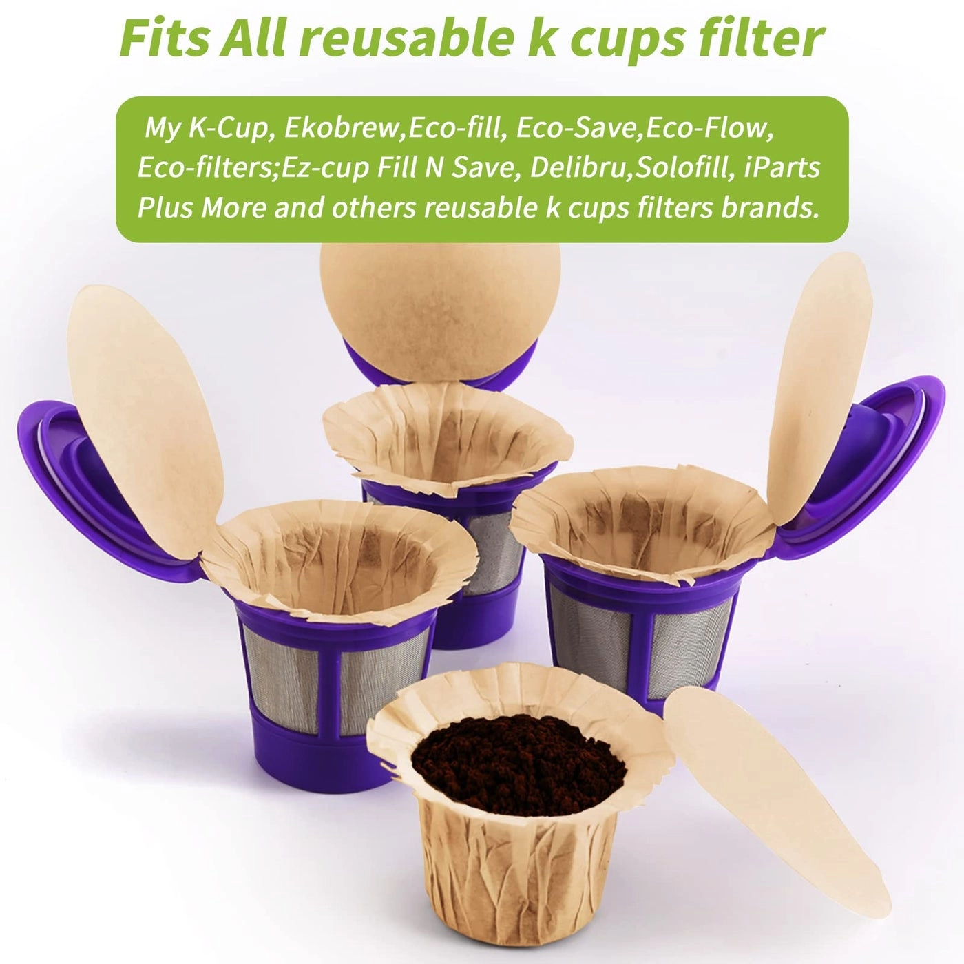 K Cup Disposable Paper Filters - Unbleached With Lid