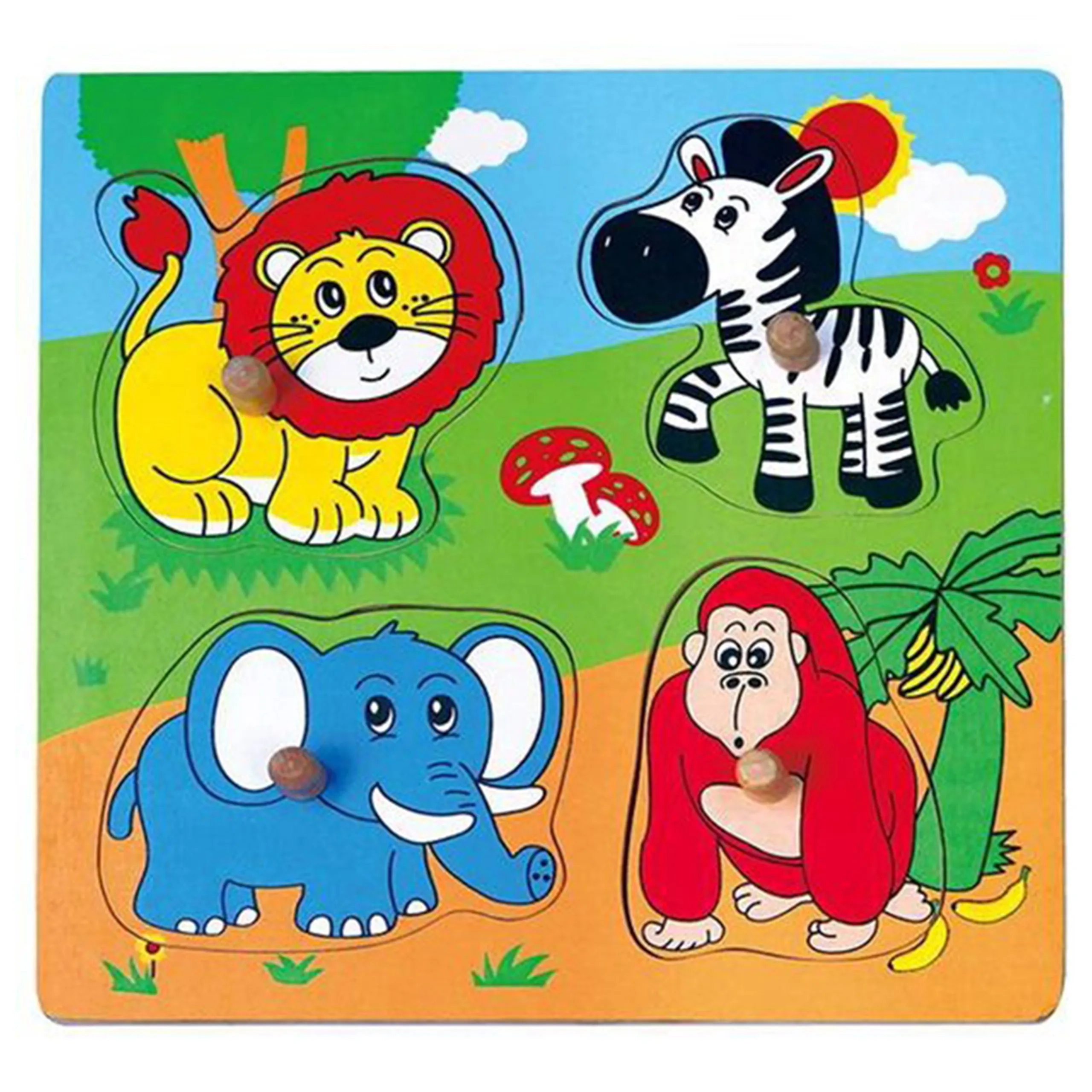 VIGA Matching Puzzle - Wild Animals - 3 + 36 pieces