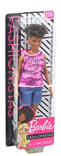 Barbie Fashionistas #201 - Athletic Body Curly Brown Hair Graffiti Dress Ages 3+