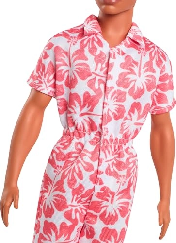 Ken Fashionistas #235 - Braid Brown Hair Hawaiian Print Coral Jumpsuit Ages 3+