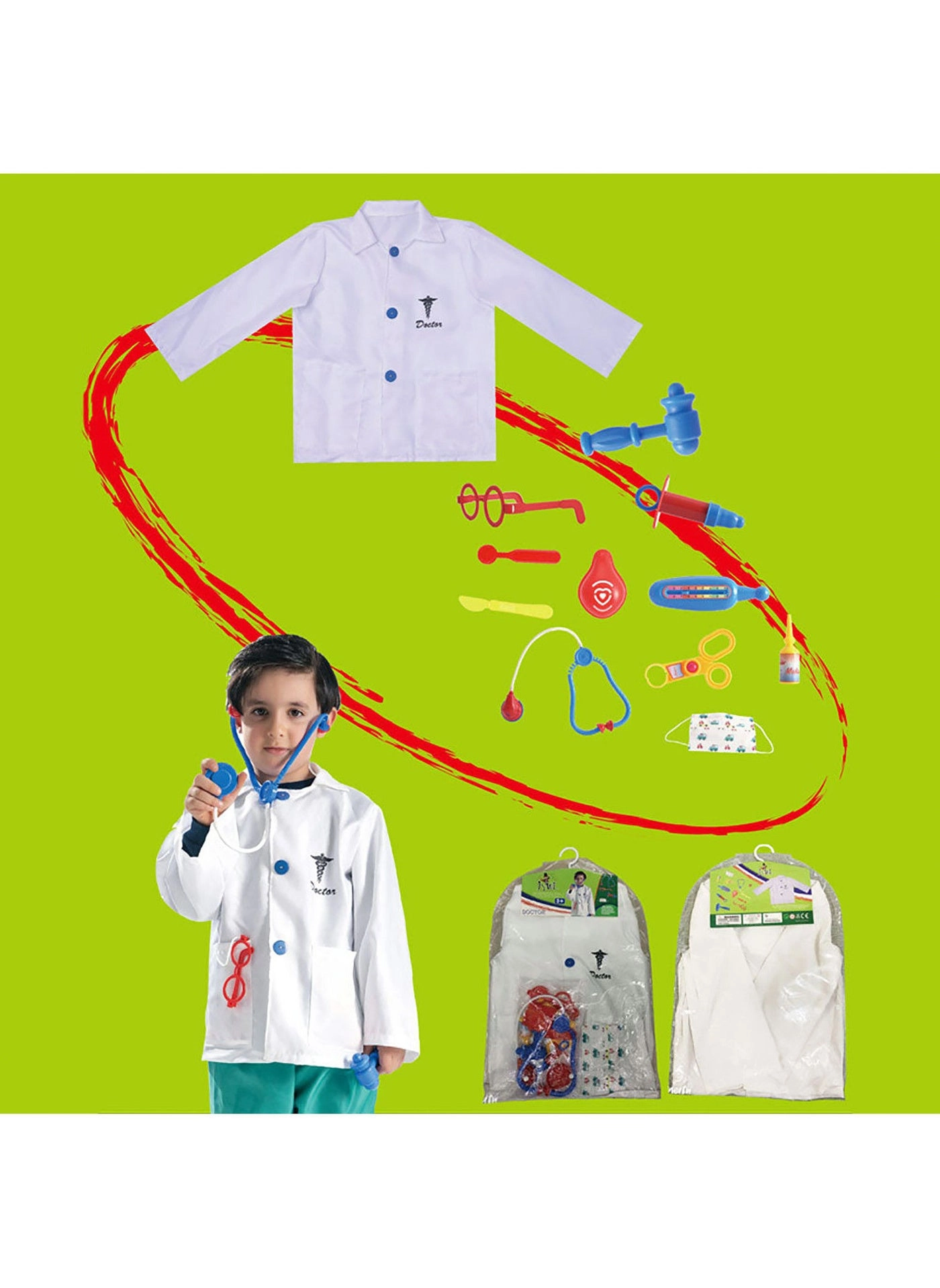 Doctor Role Play Costume Set - 30 cm Doctor 1X 3+ Years