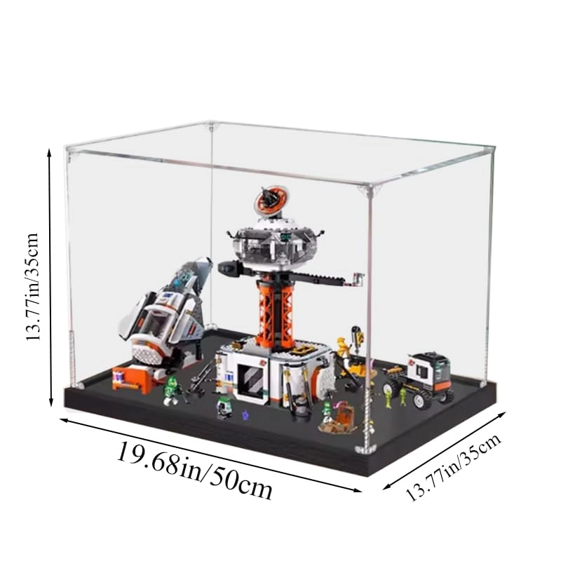Clear Acrylic Display Case - 19.68x13.77x13.77in. Black Bottom