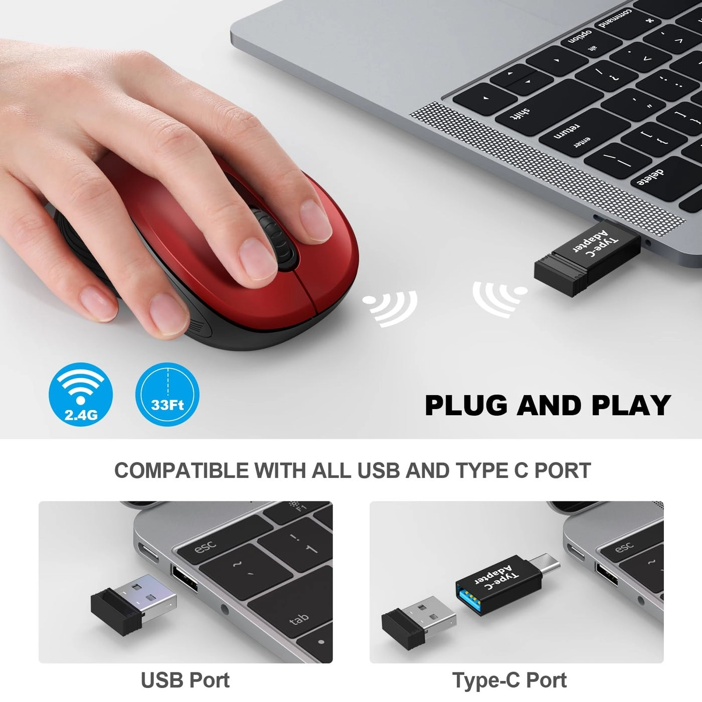 Ergonomic Computer Mouse - Wireless