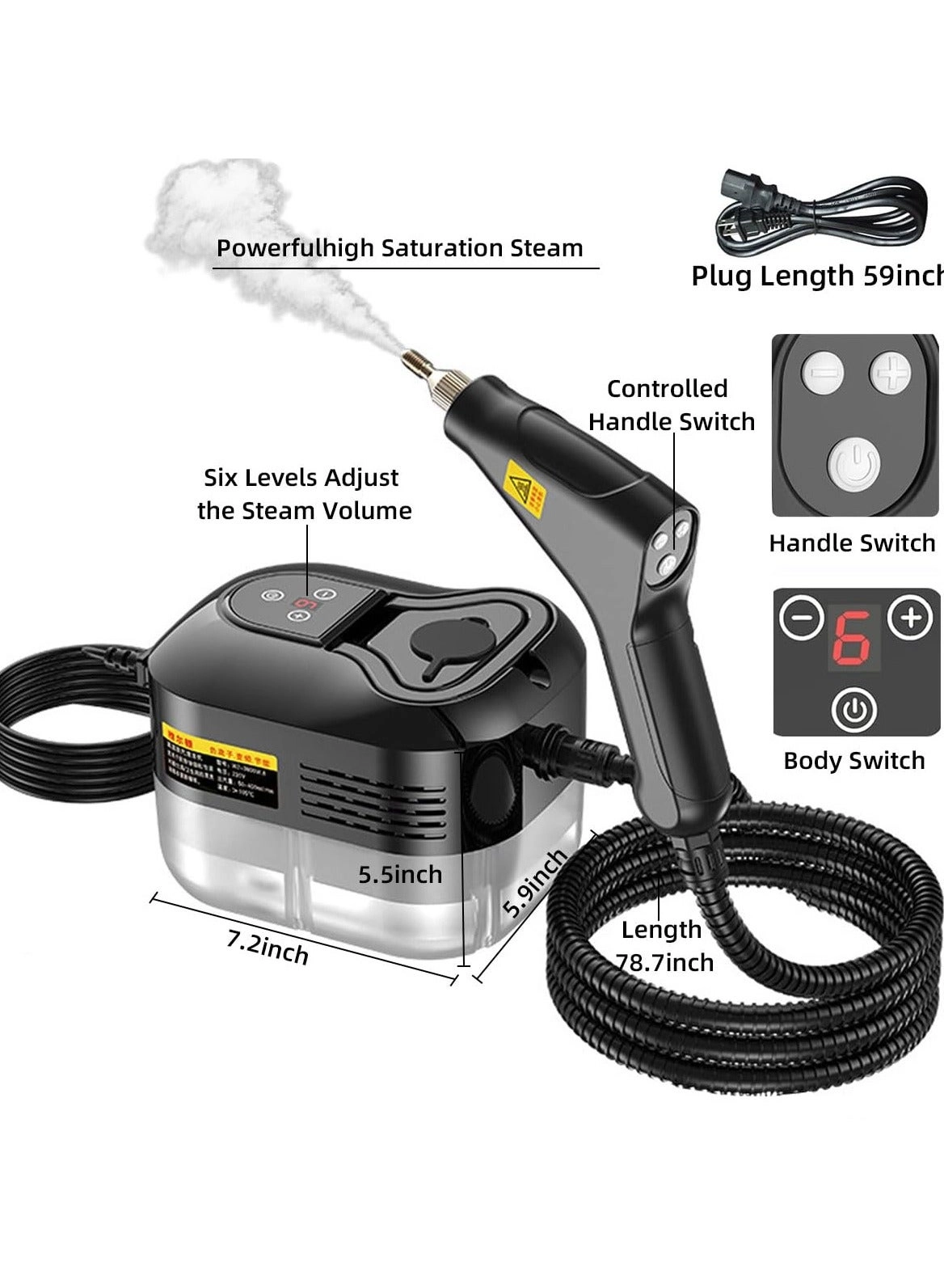 High-Pressure Steam Cleaner - 37.2OZ Large Tank