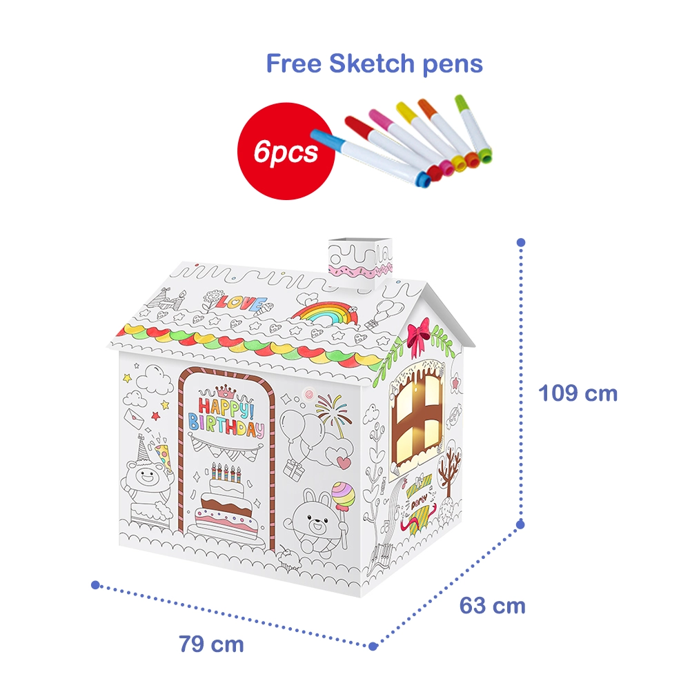 DIY Doodle Colouring Kit - Happy Birthday House - 6 vibrant sketch pens