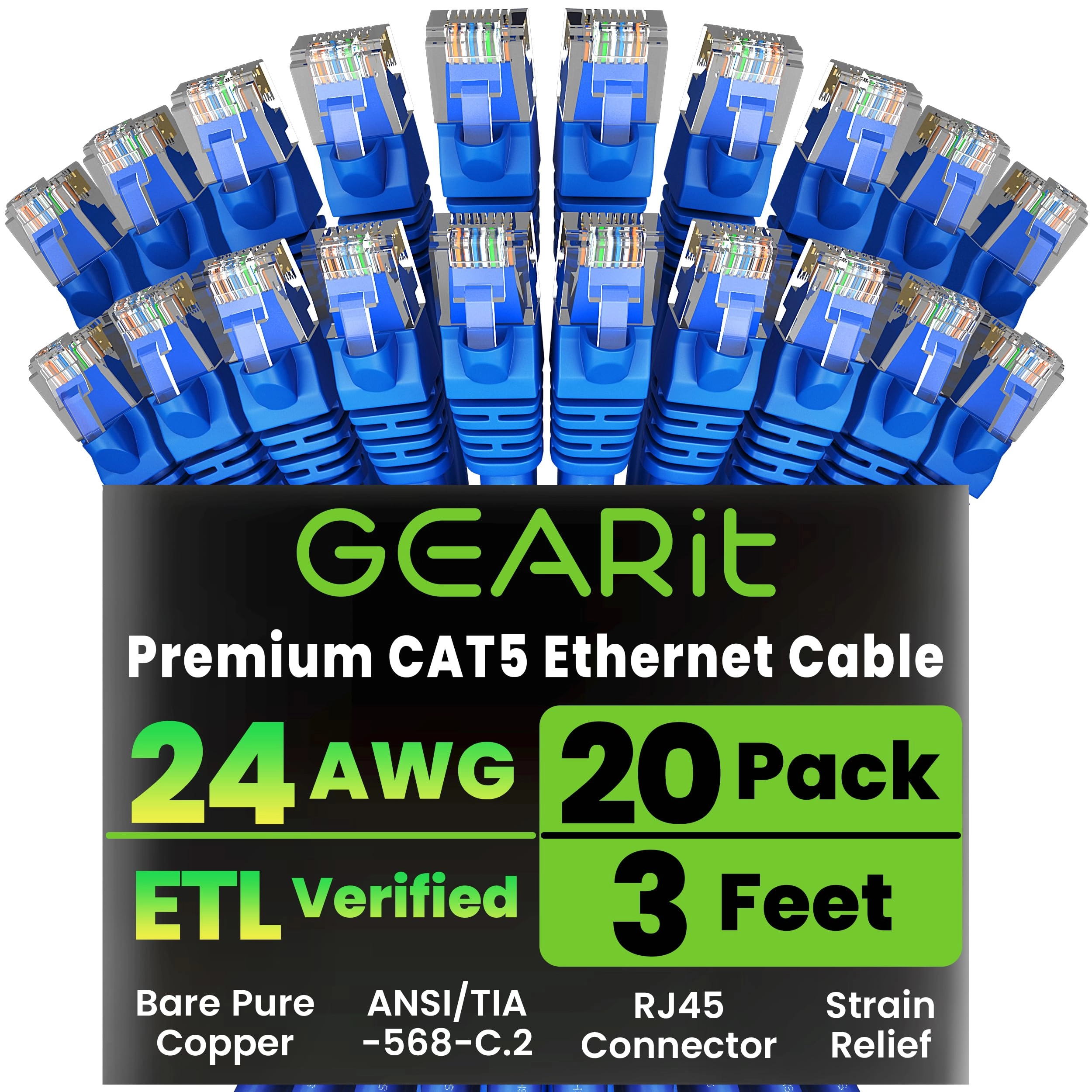 GEARit 3CAT-BLUE-20PACK - 60 Meters