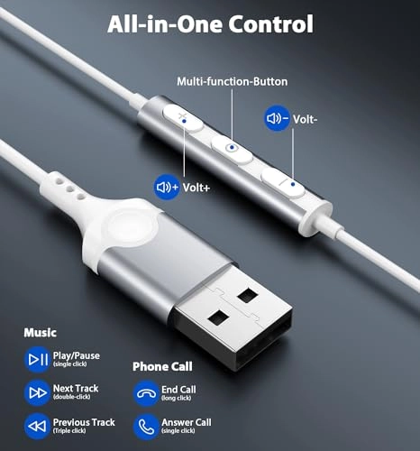 USB Computer Headphones - Wired Headset