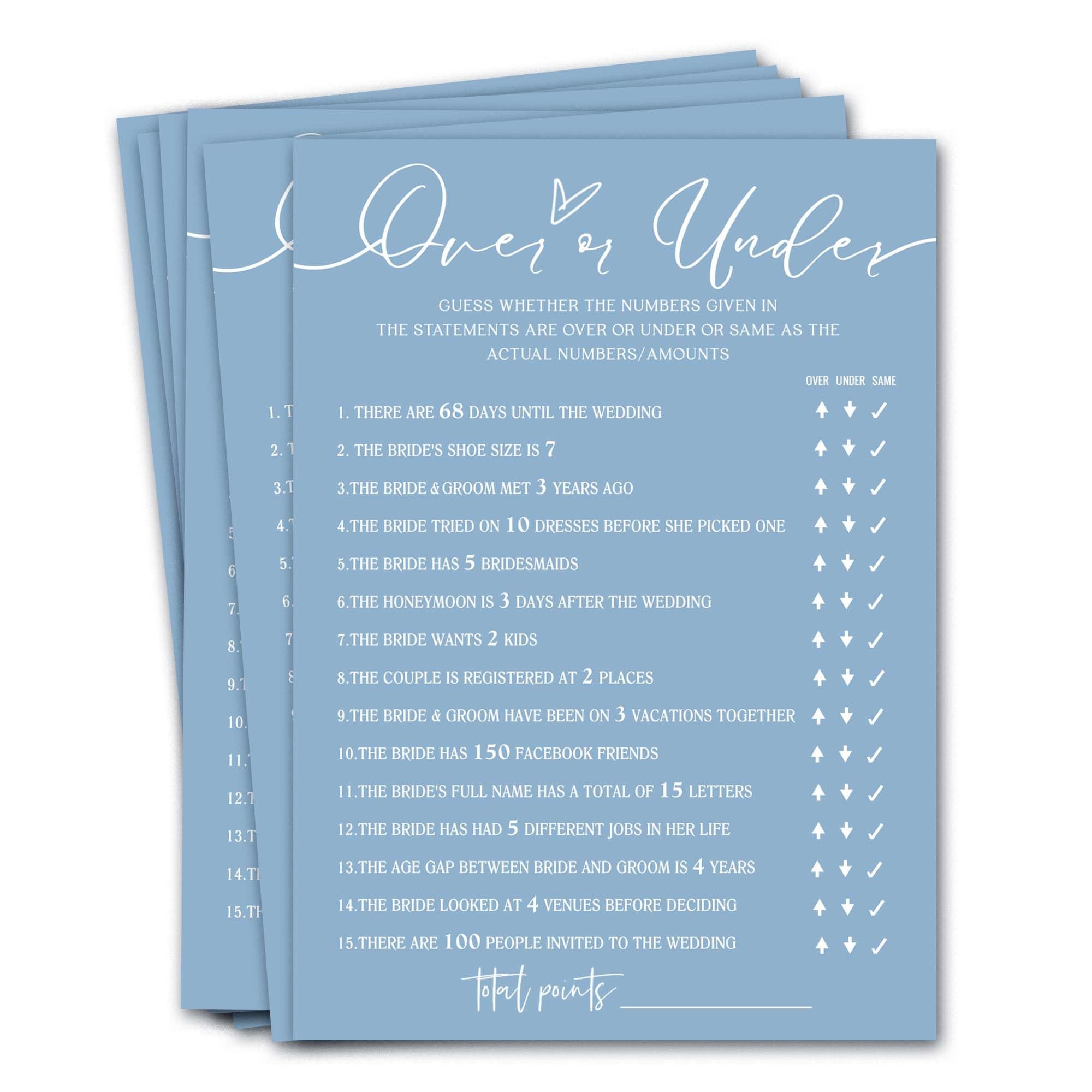 Wybgno Bridal Shower Games Cards - Adult 25