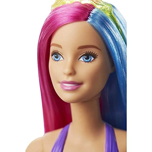 Barbie Dreamtopia Mermaid Doll - 12-inch Pink and Blue Hair Tiara Ages 3+
