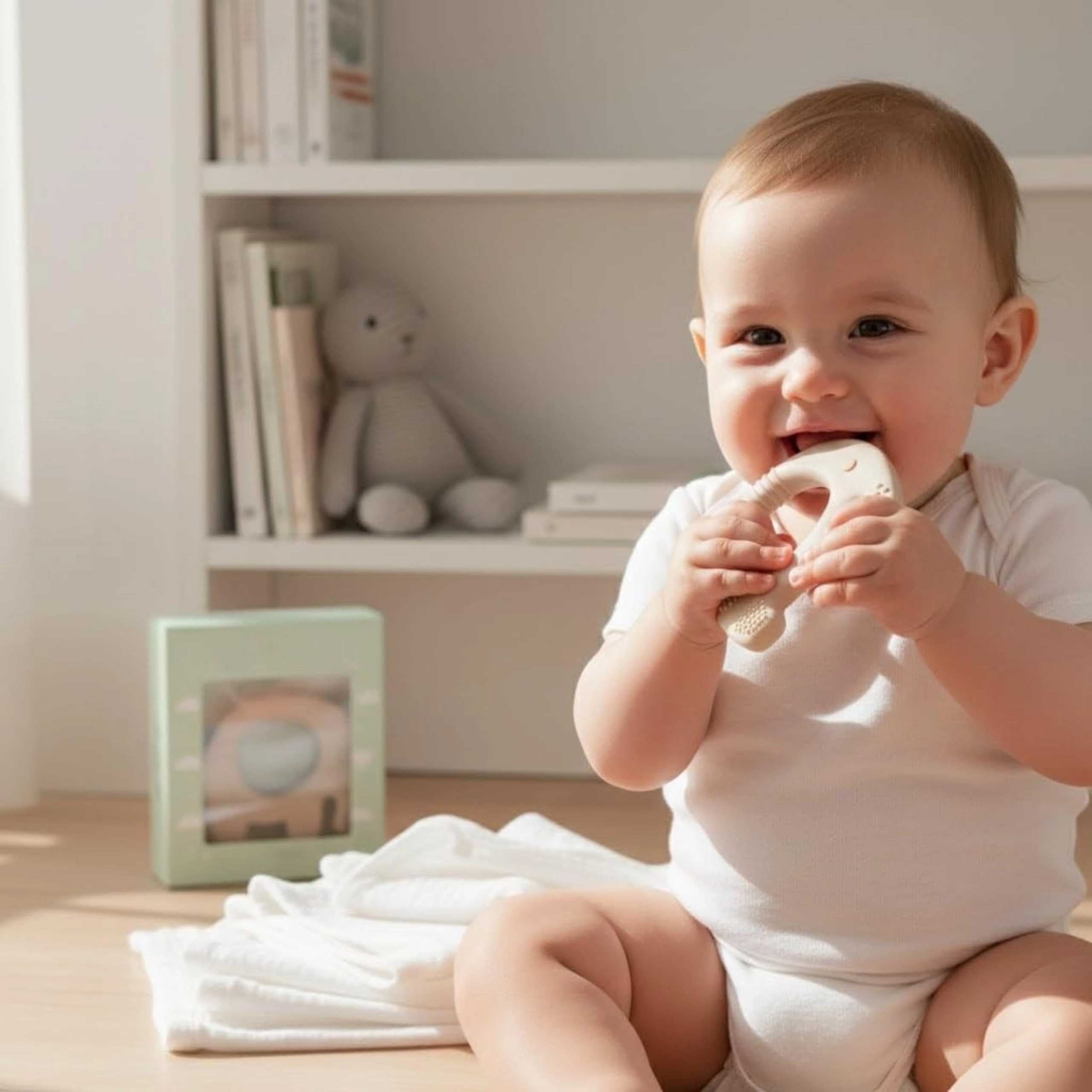 2 in 1 Teether - Beech Wood, Silicone