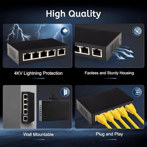 100M PoE Injector - 48V 30W 5 Port 802.3at/af 100 Megabits Per Second 90W