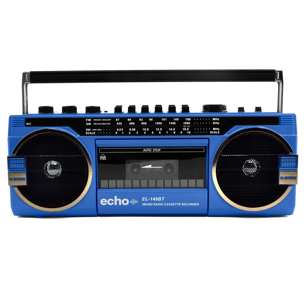 echo AUDIO Retro Blast Radio Cassette Player - AM/FM/SW 3-Band Radio Cassette