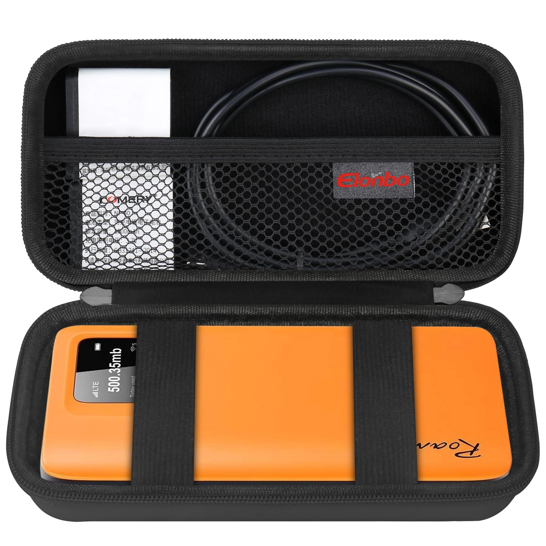 Elonbo Carrying Case for RoamWiFi R10 - Hard Shell Black