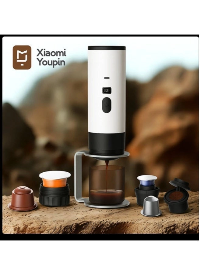Portable Espresso Maker - Digital Display Compatible with Capsules