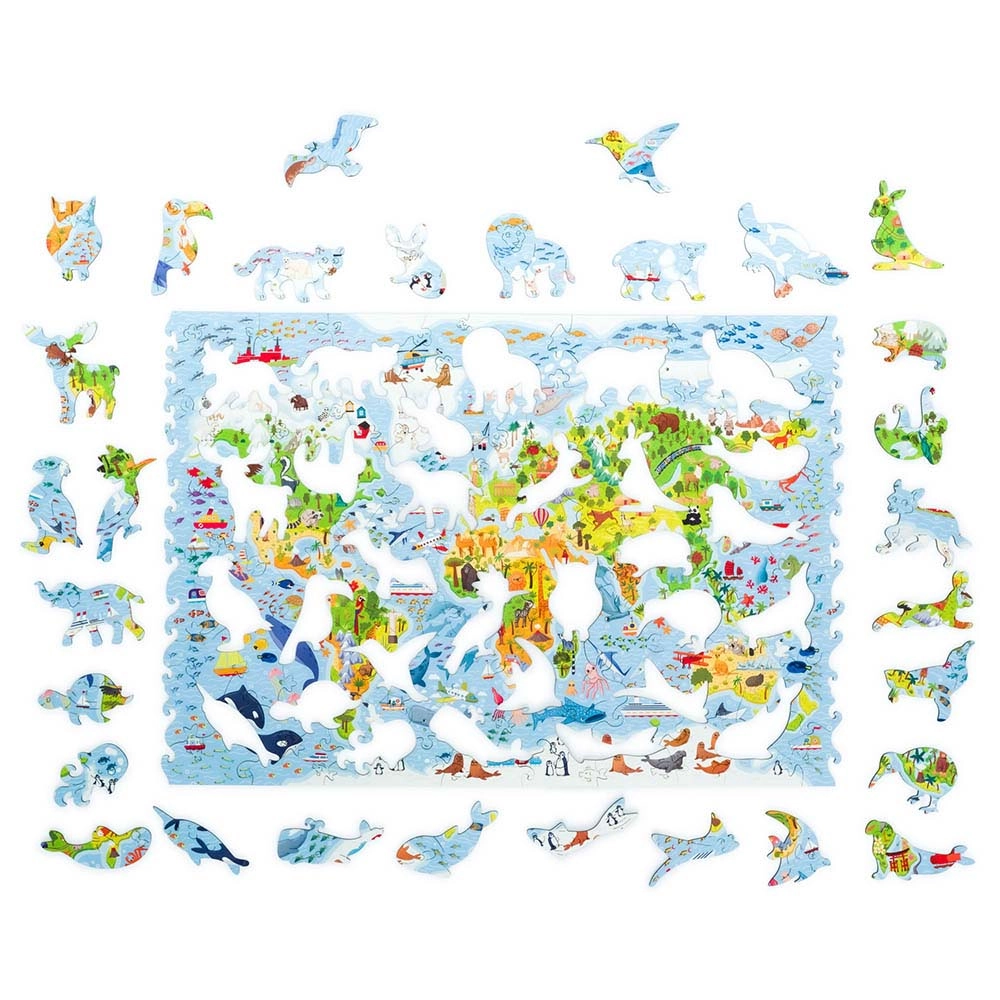 Kids World Map Wooden Puzzle (4107390-Kids_World_Map_100) - 100 pcs