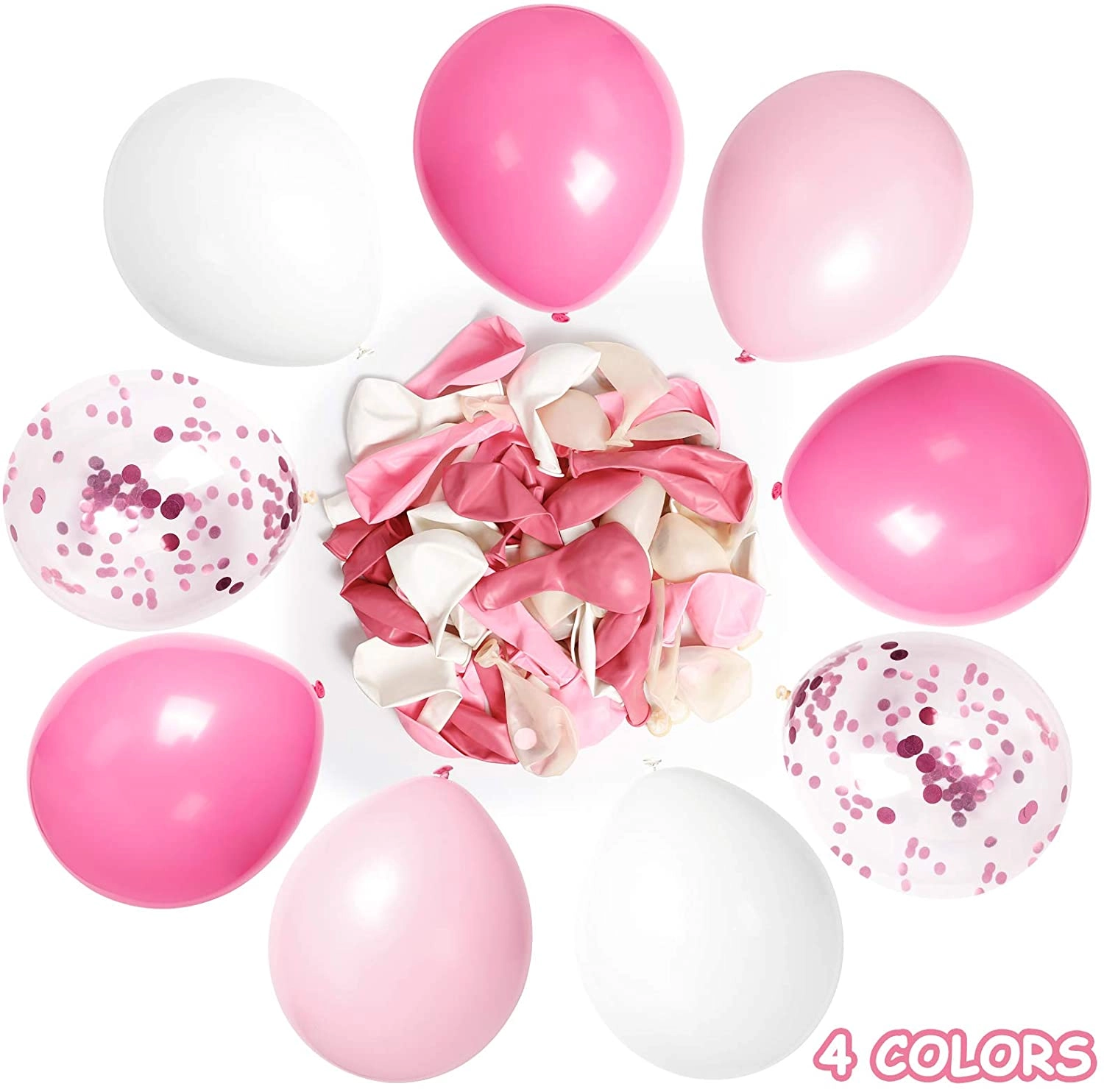 Latex and Confetti Balloons Set - 50-Pieces Birthday
