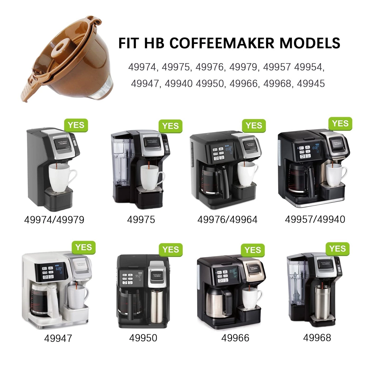 Single Serve Ground Coffee Brew Basket - 2-Pack Reusable Brown