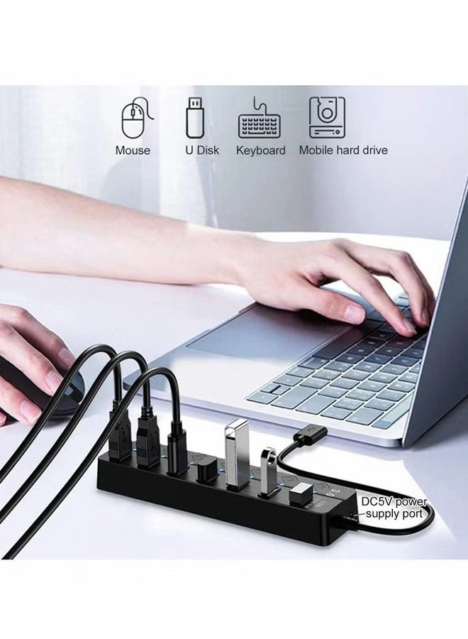 USB Hub 3.0 - 7 Ports 5Gbps Individual Switches