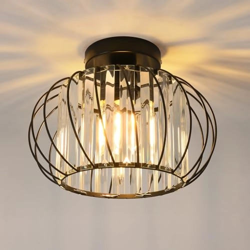 Crystal Ceiling Lamp - E27 Black 26.5 cm