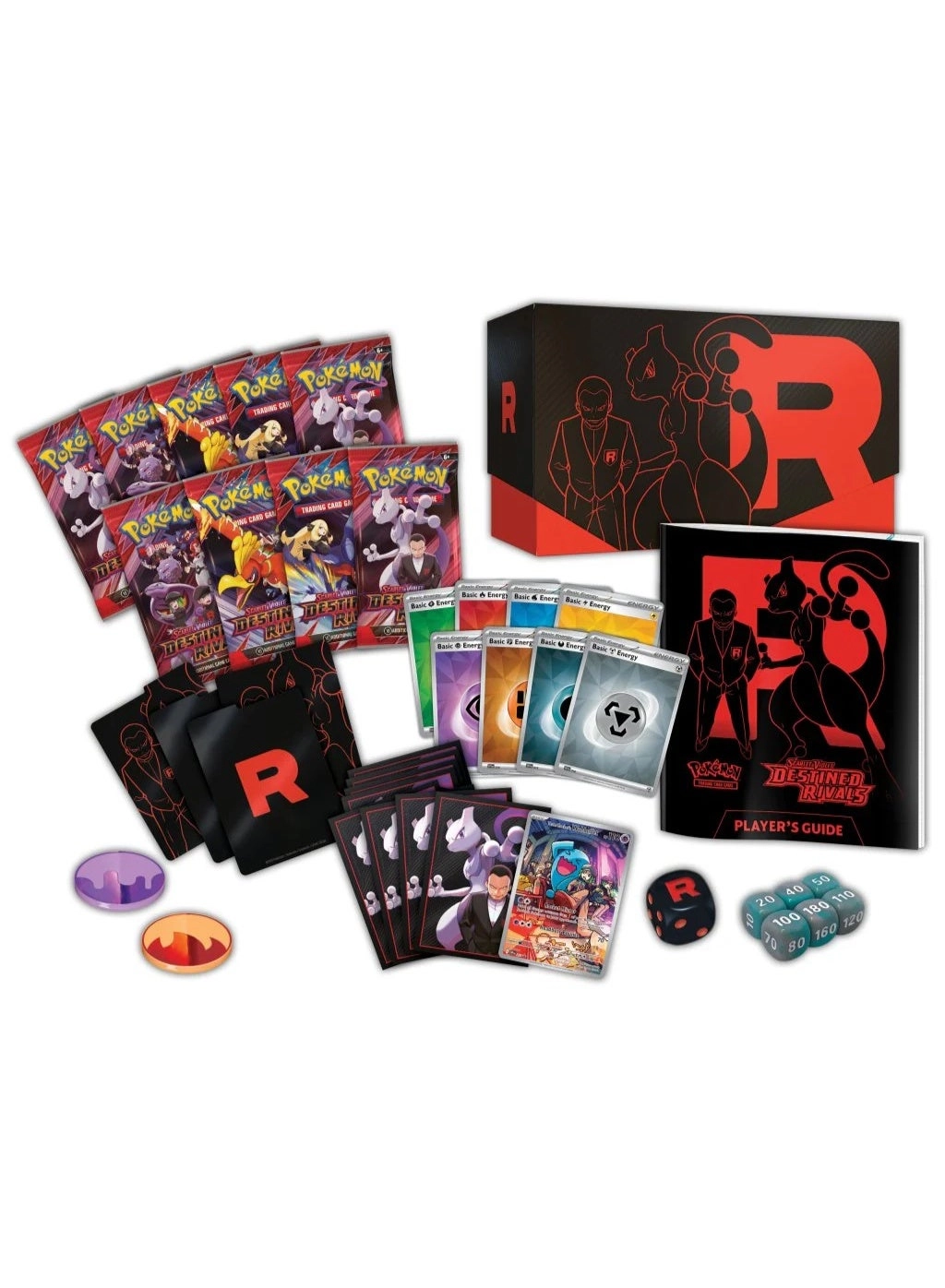 SV10 — SCARLET & VIOLET DESTINED RIVALS ELITE TRAINER BOX - 9 booster packs 65 card sleeves