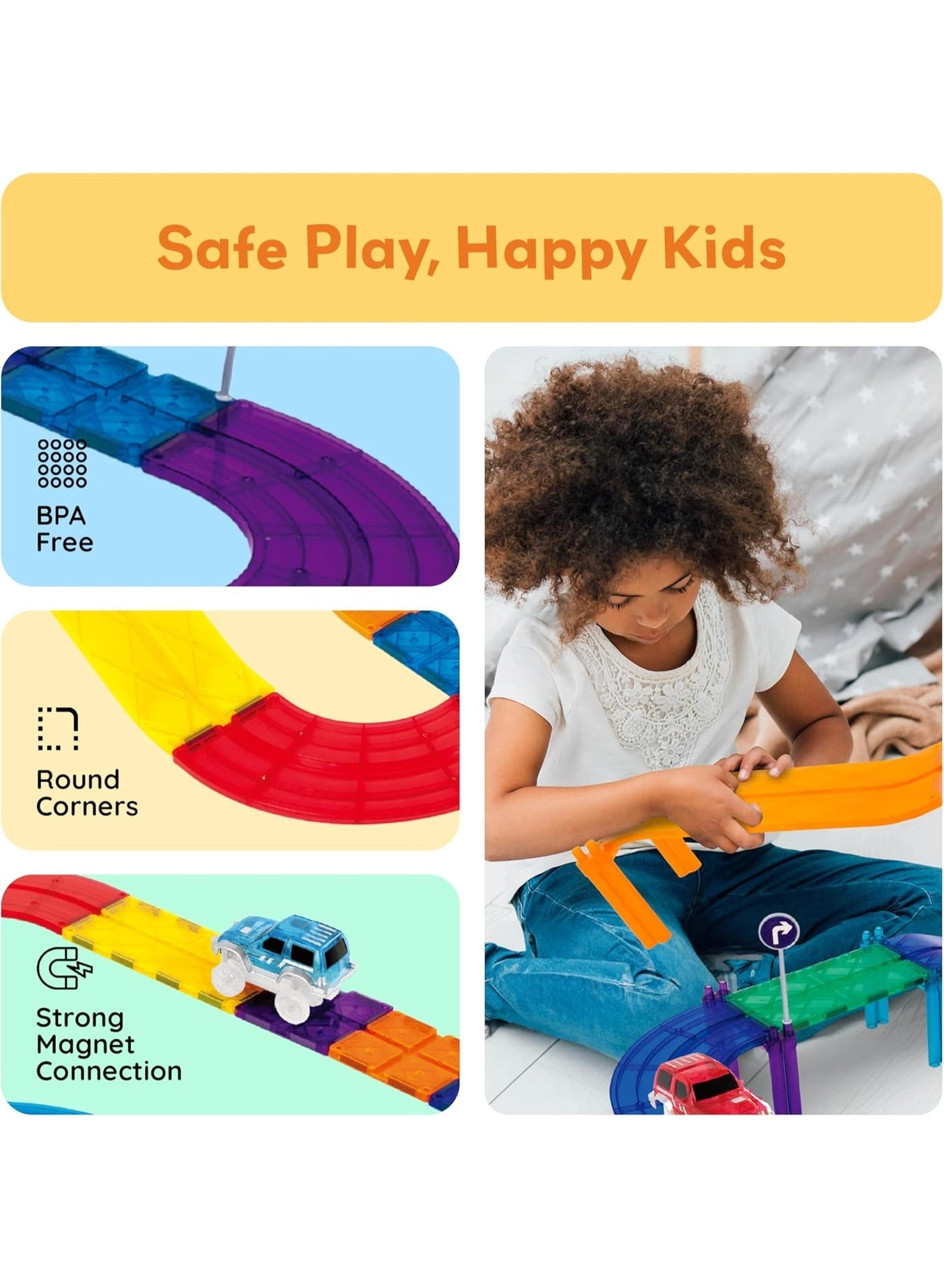 Magnetic Tiles Race Track - 80 pcs