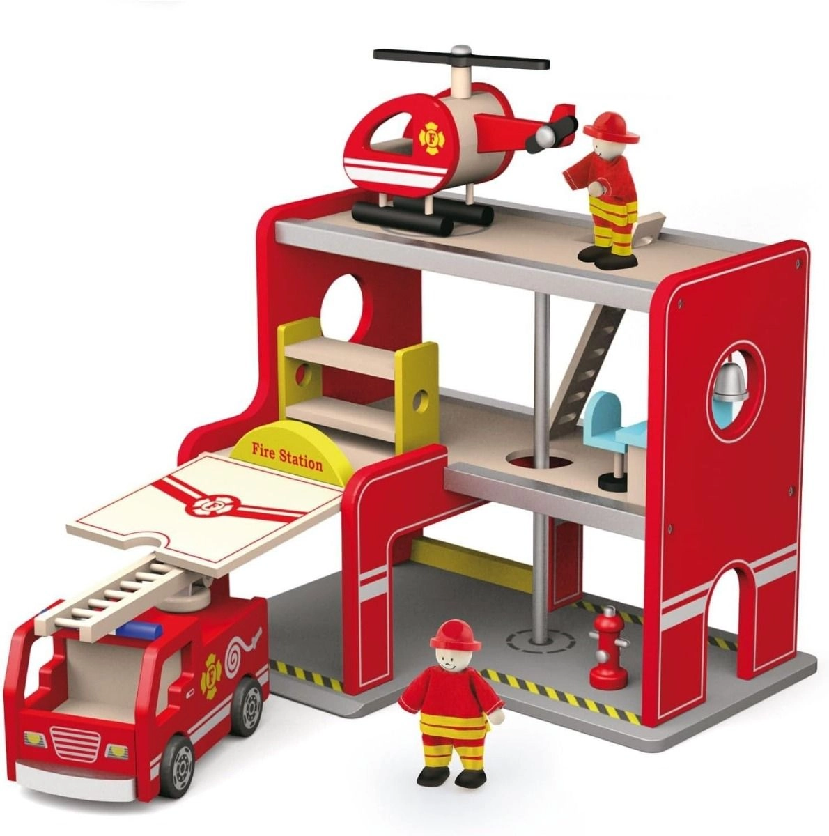 Wooden Fire Station With Accessories (SW-50828)
