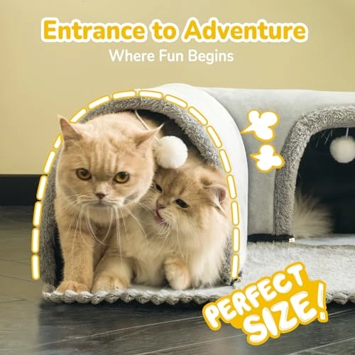Cat Bed with Tunnel - 80L x 70W x 23H centimeters Cotton