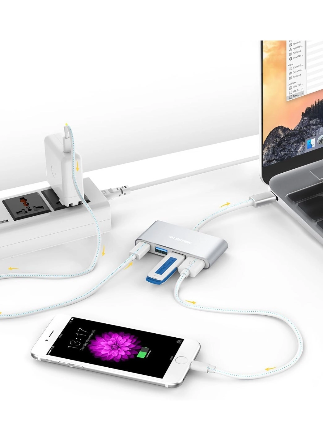 4-in-1 USB-C Hub - 3 USB 3.0 Type-C Power Delivery Space Gray