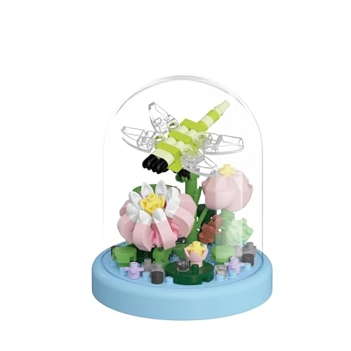Mini Flower Building Toy (SG6997) - Dragonfly Insect Figurines Dustproof Dome